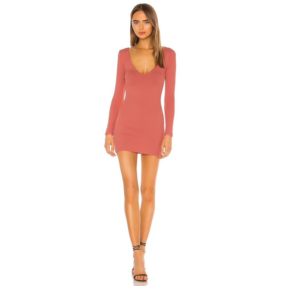 Lovers + Friends Pink Karla Long Sleeve Bodycon Mini Dress